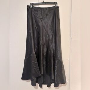 Lauren by Ralph Lauren Asymmetrical Black Silk Maxi Skirt